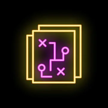 Neon strategy plan on black background Stock Illustration