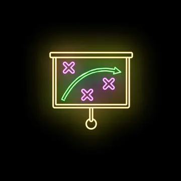 Neon strategy planning on presentation board Stock Illustration