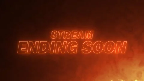 Neon stream ending soon with fiery smoke background for gaming and live events Stock Footage 333920643