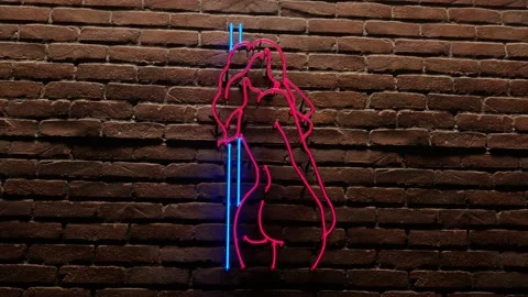 Neon stripper sign on a brick wall. Glow… | Stock Video | Pond5