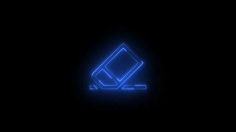 Neon stroke erase icon glowing black background animation Vidéo 289638541