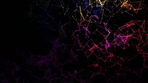 Neon structure.Abstract space background, geometry surfaces, lines and points Stock Footage 95464935