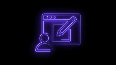 Neon style account management interface and website content creation icon Stock Footage 330777816