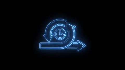 Neon style agile software development process clock icon animation on black.. Stock Footage 345993612