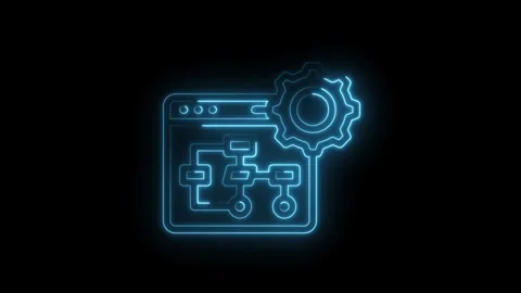 Neon style algorithm workflow process flowchart and data processing system .. Stock-Footage 312309162
