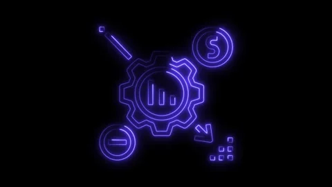 Neon style animation of cost reduction chart in cogwheel process for financ.. Stock Footage 308193257