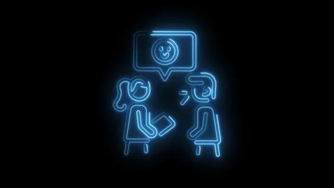 Neon style animation of two people chatting with positive feedback in speech Stock Footage 330773597