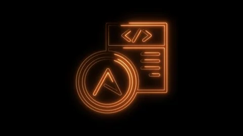 Neon style ant design framework icon and programming code symbol on black b.. Stock Footage 312316123