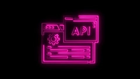 Neon style api application programming interface on black background for so.. Stock Footage 312333234