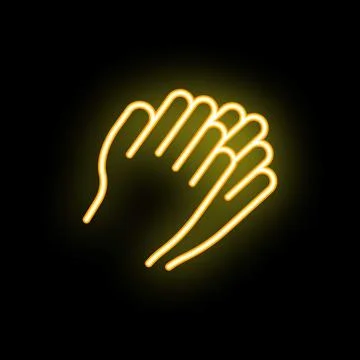 Neon style applause clapping hands gesture icon Stock Illustration