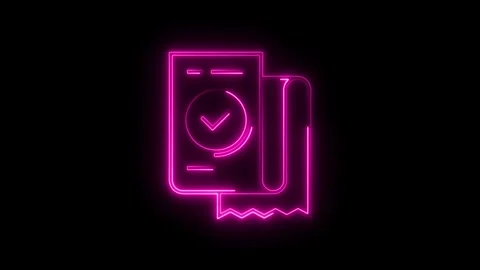 Neon style approved document confirmation with tick mark on a black backgro.. Stock Footage 308286128