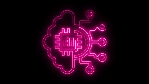 Neon style artificial intelligence brain circuit concept animation futurist.. Video stock 308192416