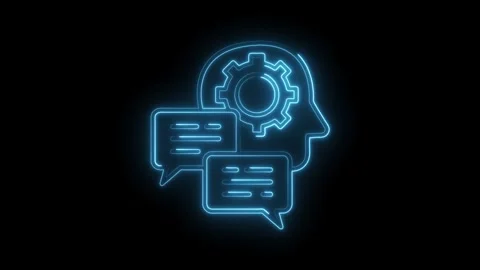 Neon style artificial intelligence concept with chat bubbles for solutions .. Stock Footage 312320474