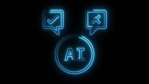 Neon style artificial intelligence feedback loop animation on black backgroun Video stock 308190692