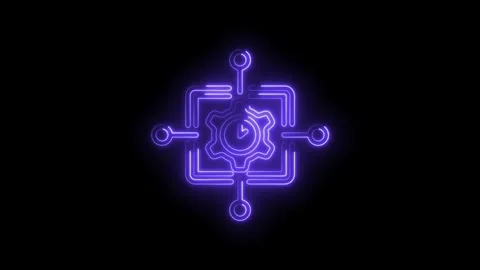 Neon style automated process workflow technology and efficiency with glowin.. Video stock 345993035