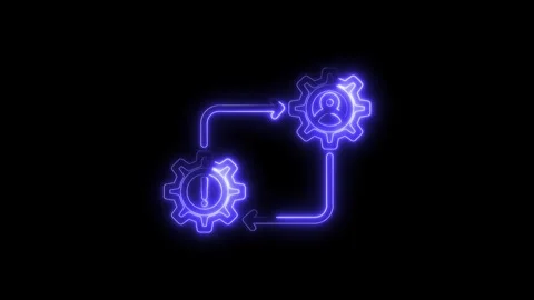 Neon style automation process depicting management with error handling on a.. Stock Footage 316842719