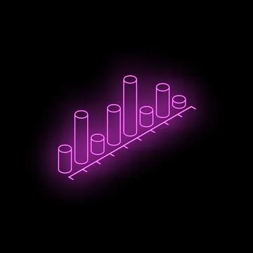 Neon style bar chart showing increasing values Stock Illustration