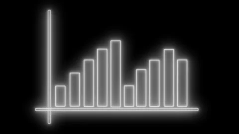 Neon-style bar chart with vertical and horizontal axes glowing outline and .. Stock Footage 335488201