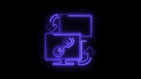 Neon style blockchain link concept digital data transfer animation Stock Footage 308216815