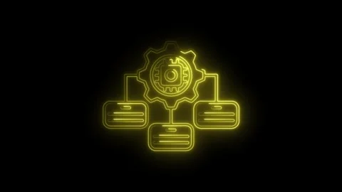 Neon style blockchain network connection with central processor technology .. Stock Footage 312331305