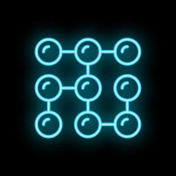 Neon style blockchain technology concept glowing icon design Stock Illustration