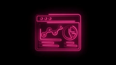 Neon style business chart display on computer screen pink color fluorescent.. Video stock 346001401