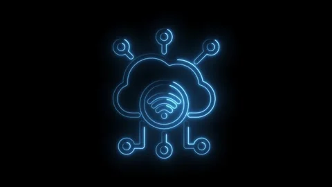 Neon style cloud computing with wifi connection internet networking technol.. Stock Footage 346003673