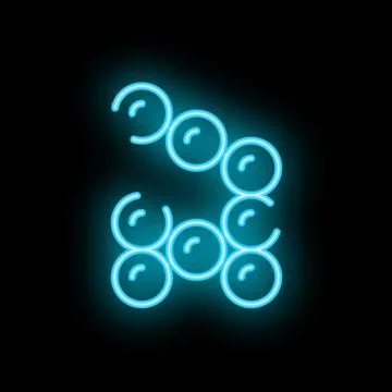 Neon style cluster of grapes glowing on black background Stock Illustration