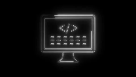 Neon style code editor interface on computer screen representing coding and.. Stock Footage 308903247