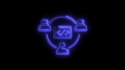 Neon style collaborative code development teamwork solution sharing and dig.. Stock Footage 312316072