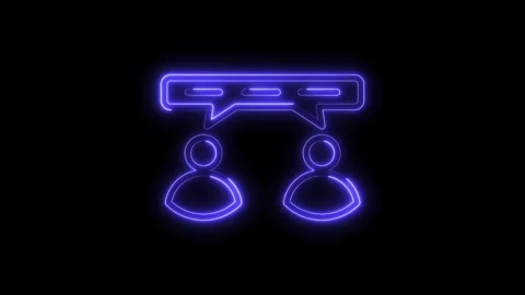 Neon style communication icons two people with speech bubble illustration o.. Stock Footage 316842685
