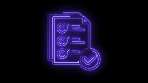 Neon style complete checklist animation on dark background for presentation.. Stock Footage 346008365