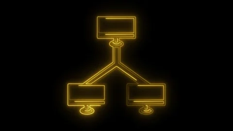 Neon style computer network animation showing data connection between multi.. Stock Footage 308901766