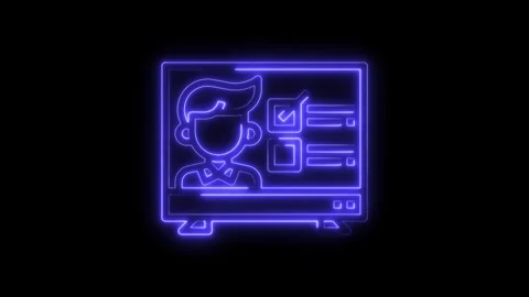 Neon style computer screen displaying online survey with user profile checkbox Stock Footage 322991589