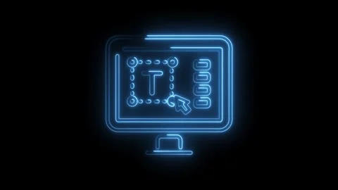 Neon style computer screen displaying text editing tools with cursor animation Stock Footage 330776711