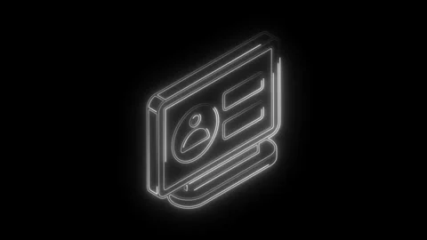Neon style computer screen with user profile data on black background Video stock 308192393