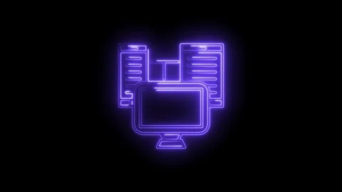 Neon style computer server network concept for technology and cybersecurity on a Stock Footage 322957668
