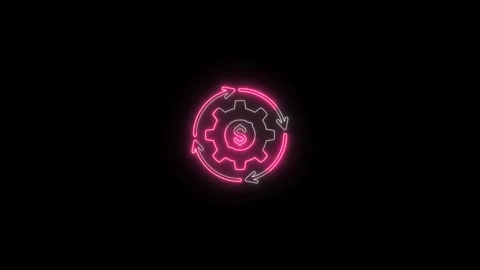 Neon-Style Control Gear in Rotation Stock Footage 311815134