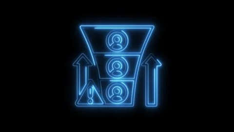Neon style customer acquisition funnel illustration marketing and sales process Stock Footage 322969792