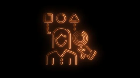 Neon style customer segmentation icon with businesswoman and geometric shap.. Stock Footage 345994267