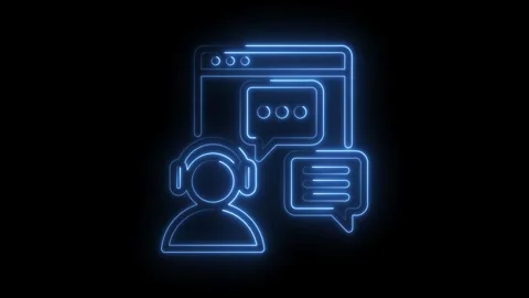 Neon style customer support operator talking with customers online through Stock Footage 330777366