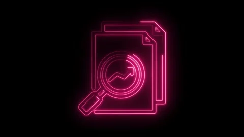 Neon style data analysis with magnifying glass and file presentation for st.. Stock Footage 346002248