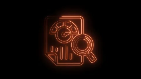 Neon style data analytics report with dashboard and magnifying glass illust.. Stock Footage 312307478