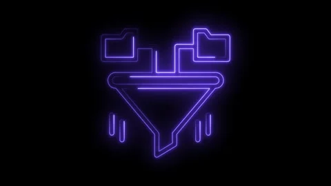 Neon style data filter icon animated on black background for technology concepts Vídeos de archivo 322975003