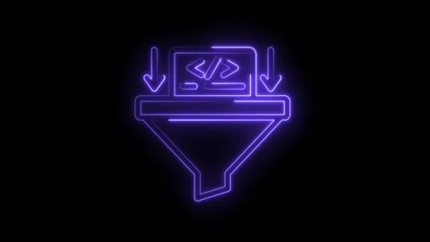 Neon style data filtering process flowchart illustration of input and outpu.. Vídeos de archivo 312309611