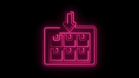 Neon style data import graphic on black background illustrating website fil.. Stock Footage 346007341