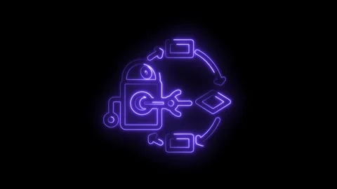 Neon style data integration flow chart depicts database connection and proc.. Stock Footage 312310883