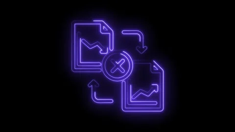 Neon style data loss and recovery file transfer concept with charts and arrows 動画素材 330781730
