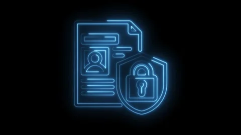 Neon style data security personal profile protection secure information lock Stock Footage 330781834