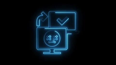 Neon style data transfer success failure icons animation Stock Footage 308285646